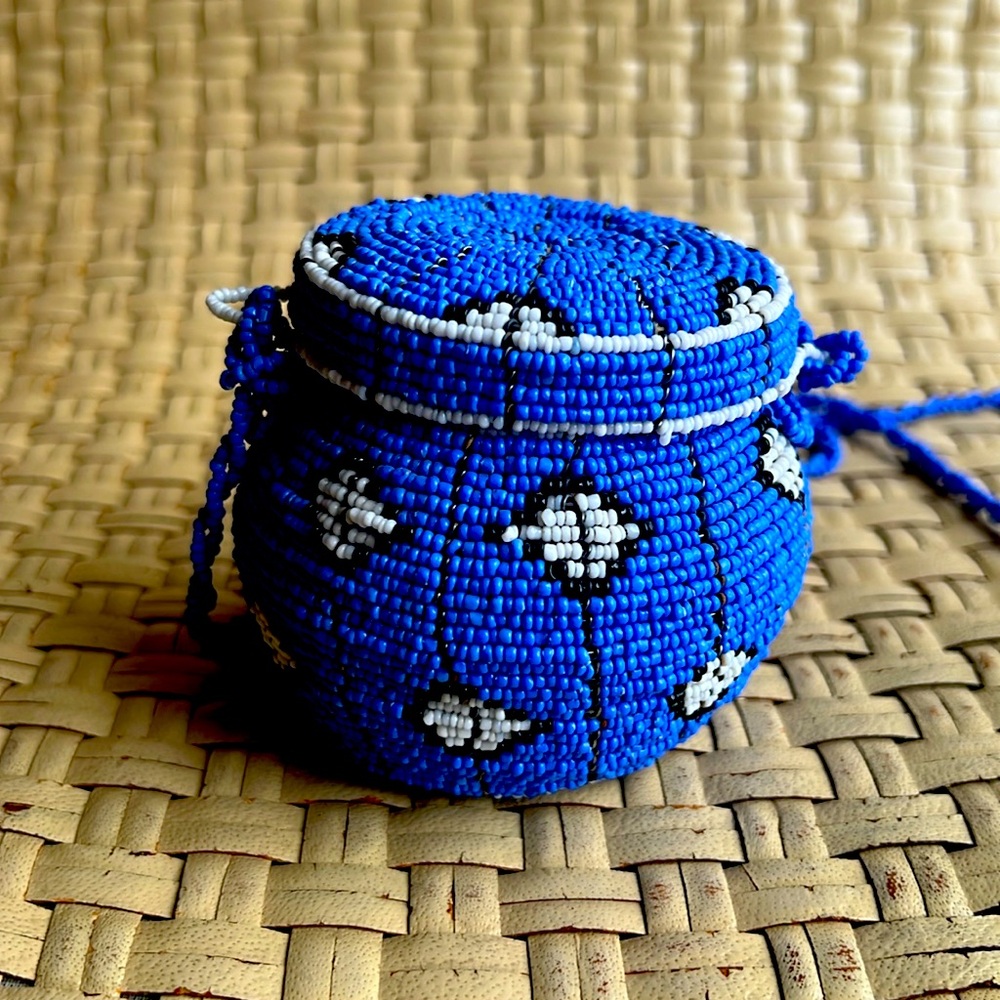 WOVEN WIRE BEADED BASKET PURSE W STRAPS AFRICAN HANDCRAFTED
